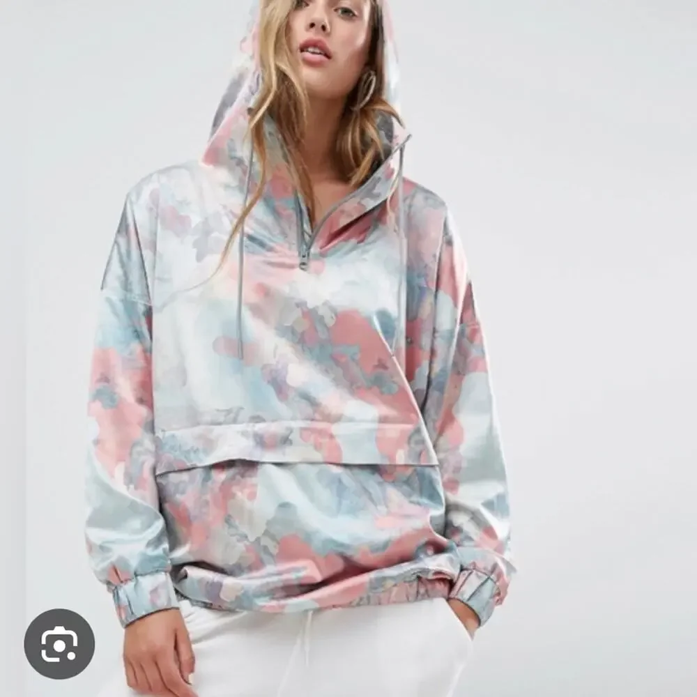 ADIDAS Originals Pastel Camo Watercolor Satin Hoodie Multicolor Pullover